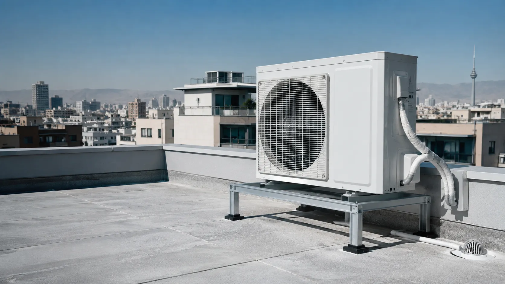 Rooftop Air Conditioner Overlooking the City